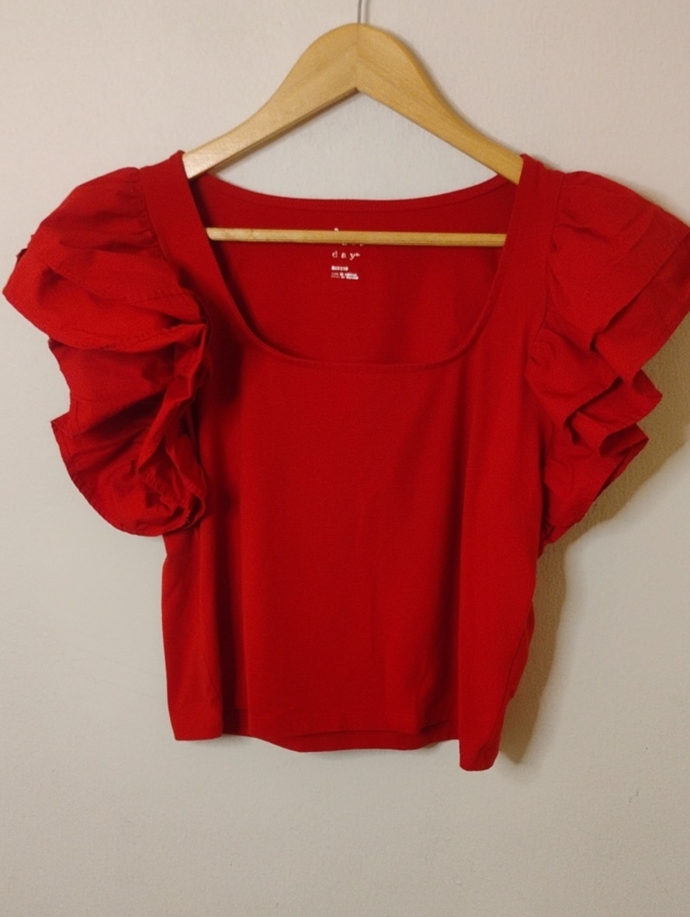 a new day Red Puff Sleeve Scoop Neck Tee